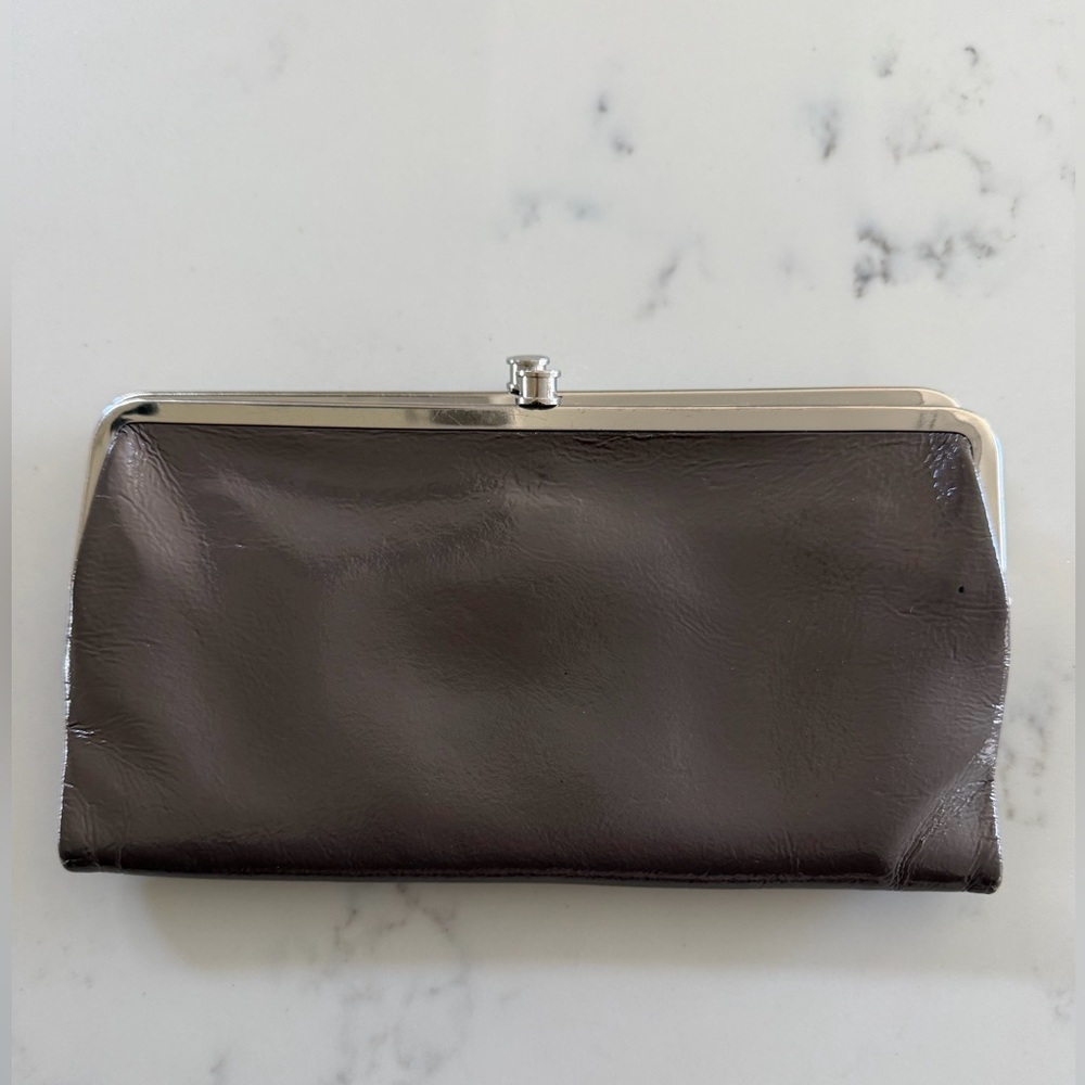 HOBO patent leather light brown  color clutch wallet